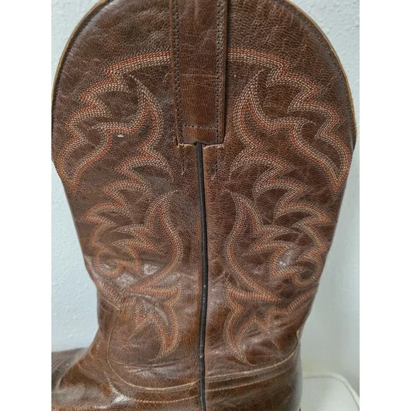Moonshine Spirit Men's 10D Brown Leather Western Cowboy Boots Square Toe - Picture 5 of 12